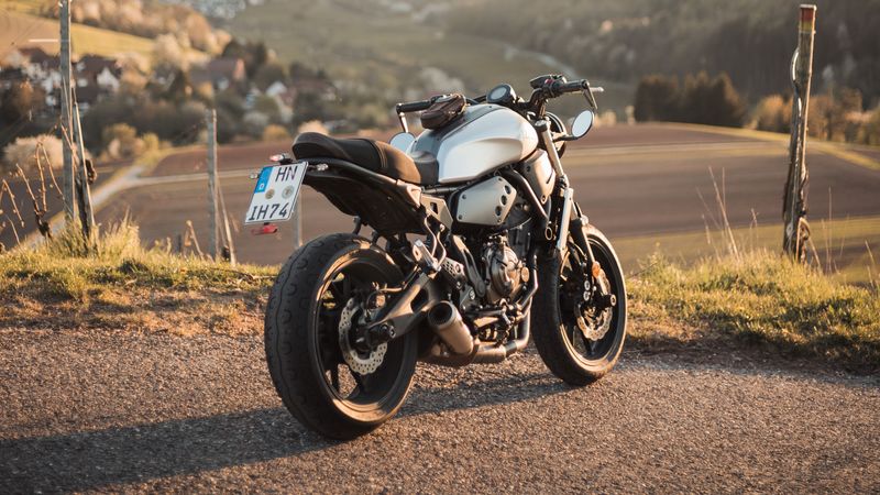 motorcycle, rear view, wheels, motor, 4k
