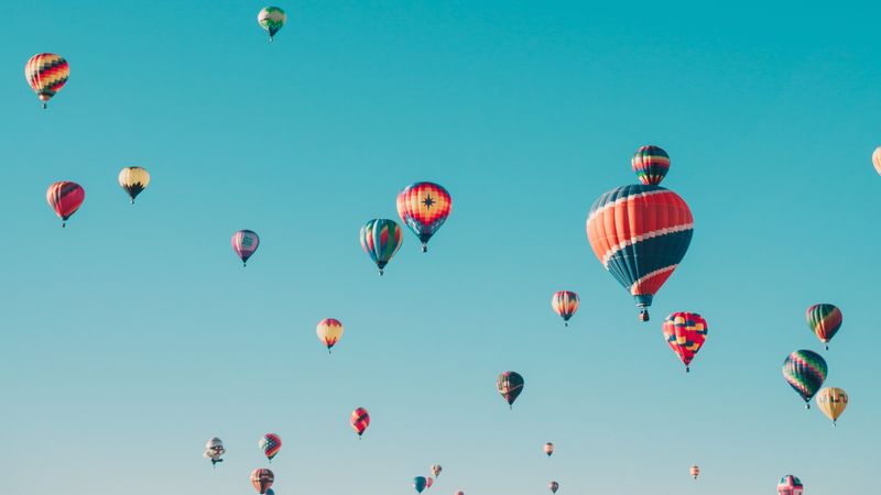 air balloons, aeronautics, flight, sky, colorful, 4k