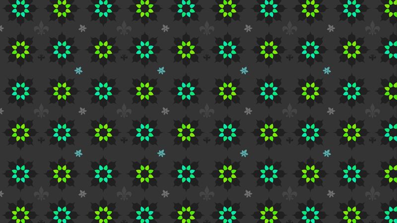 flowers, art, patterns, green, black, 4k
