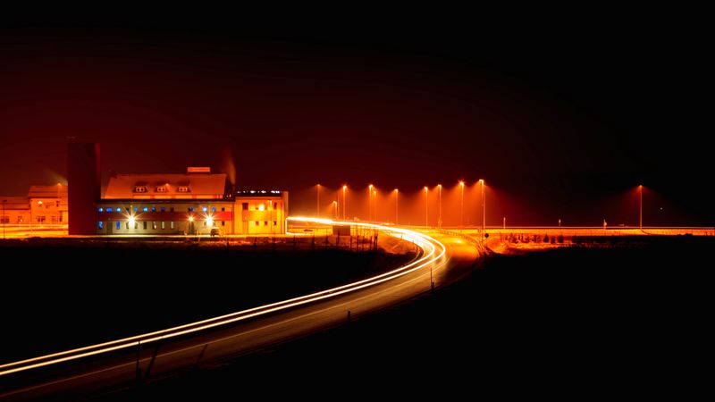 house, glow, road, dark, 4k