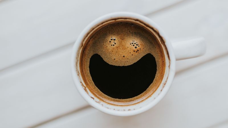 coffee, cup, smile, foam, espresso, 4k