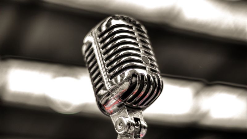 microphone, silver, blur, 4k