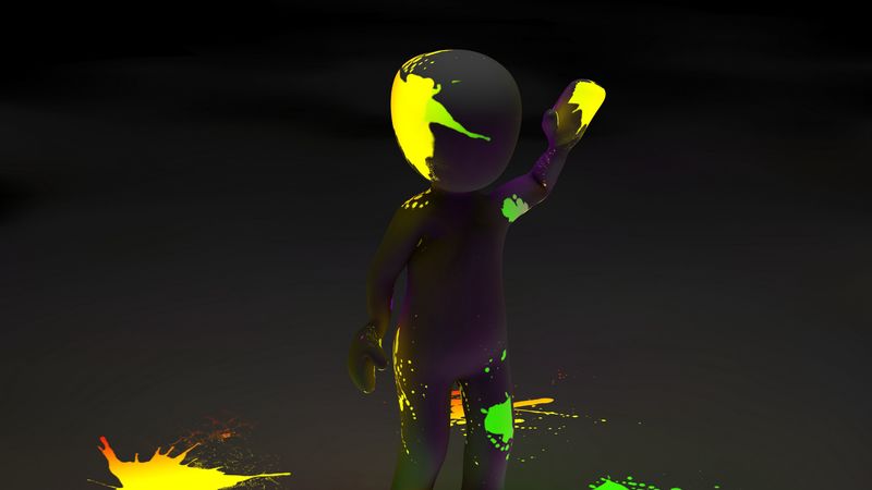 clipart, person, paint, stains, neon, luminescence, fluorescence, 4k