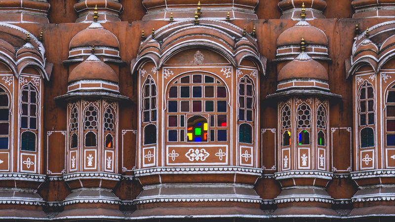 facade, building, architecture, hawa mahal, jaipur, india, 4k