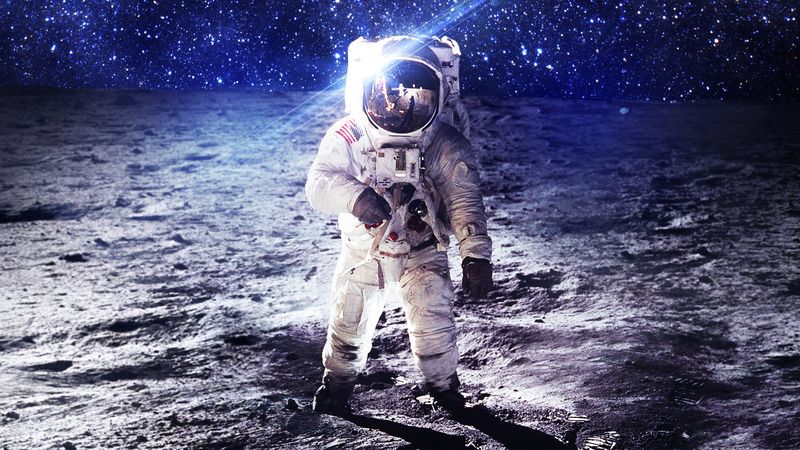 cosmonaut, space suit, space, planet, stars, 4k