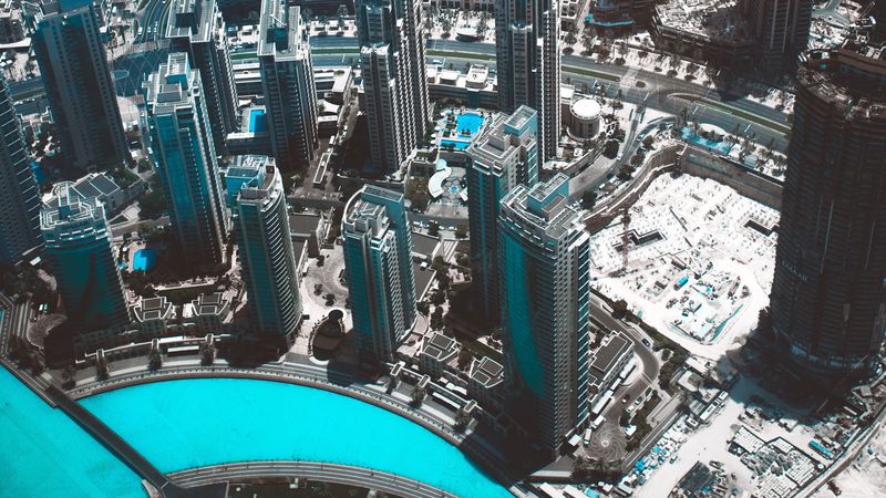 skyscrapers, top view, burj khalifa, dubai, united arab emirates, 4k