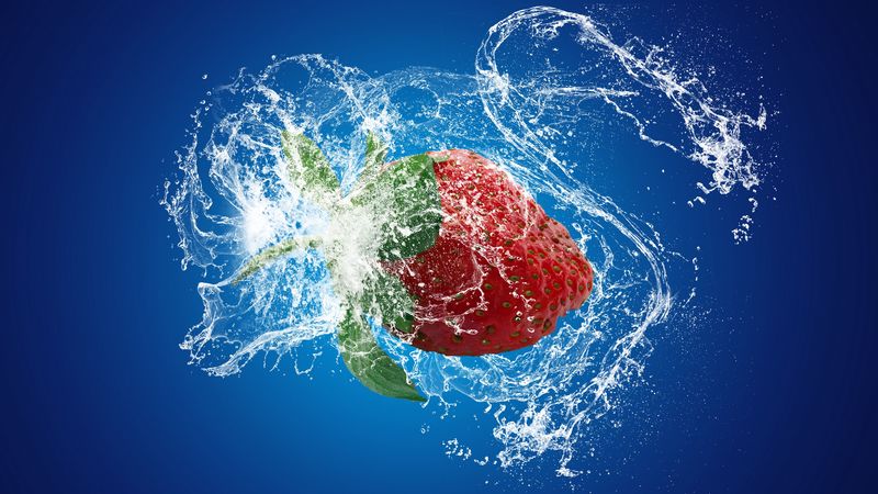 strawberries, splashes, splash, 4k