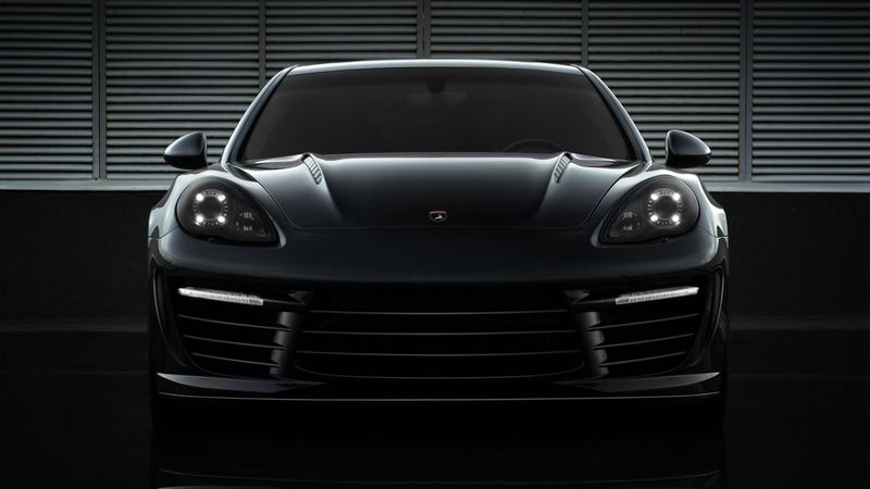 porsche, auto, black, front view, 4k
