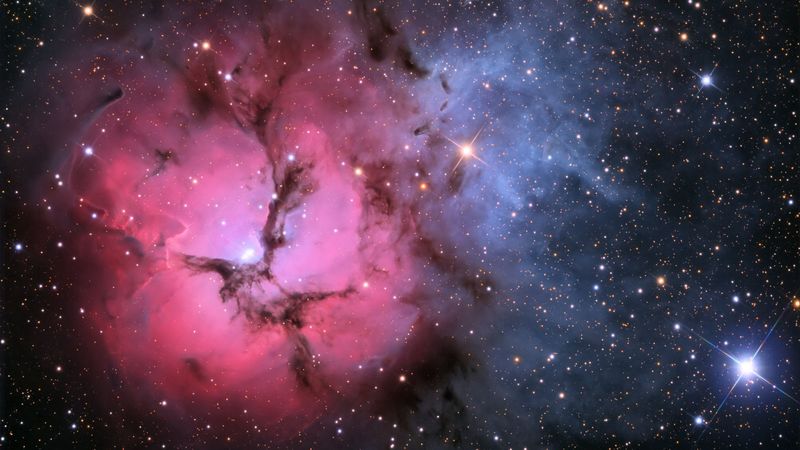 galaxy, nebula, pink, stars, glitter, 4k