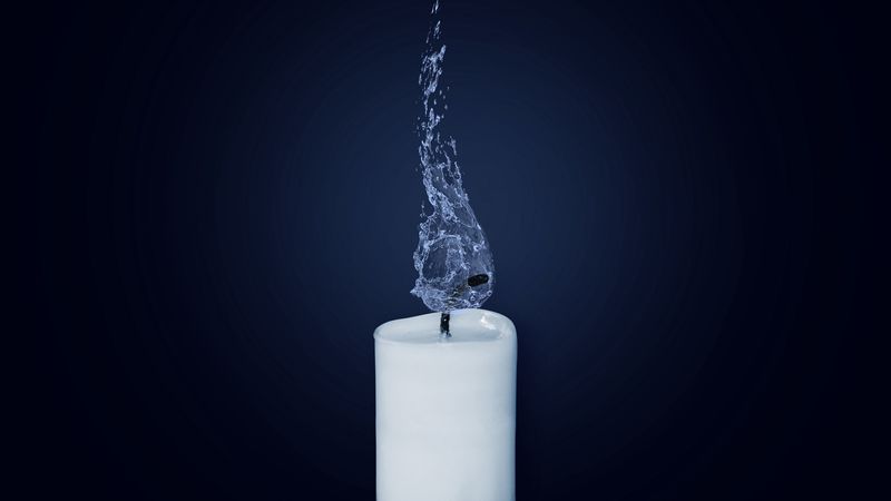 candle, wick, water, photoshop, 4k