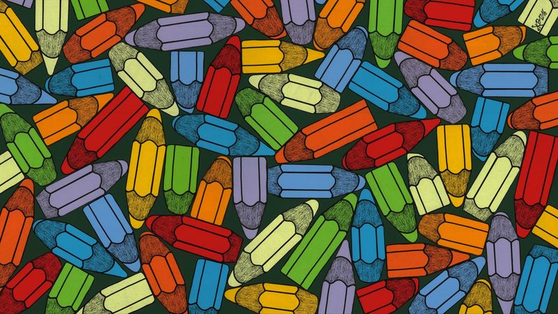 color pencils, art, multicolored, texture, collage, 4k