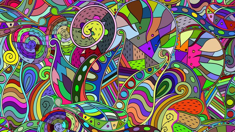 doodles, patterns, colorful, 4k