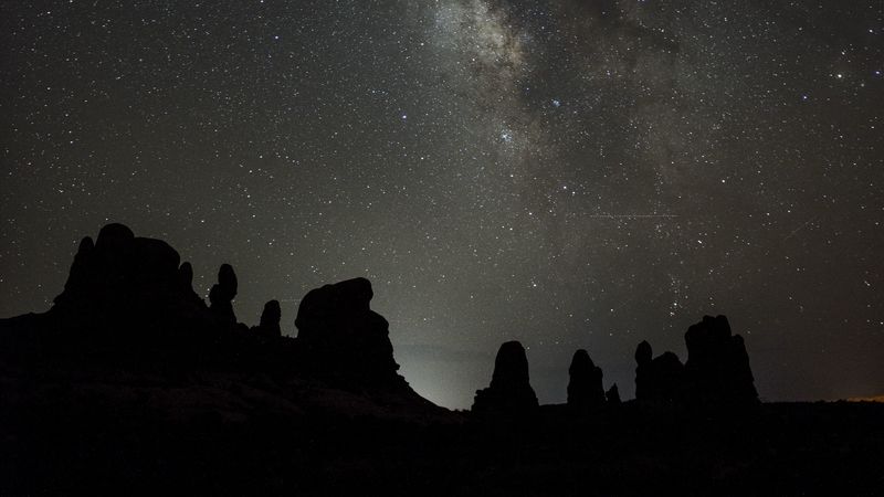starry sky, milky way, mountains, stars, 4k