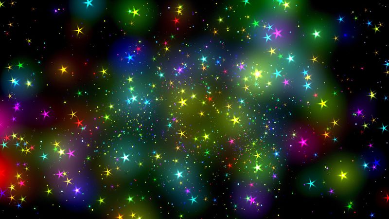 stars, shine, radiance, colorful, 4k