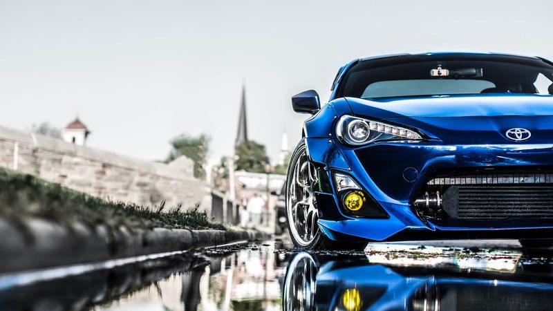 toyota, blue, front bumper, tuning, 4k