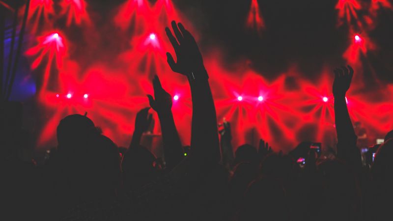 concert, hands, silhouettes, light, music, 4k