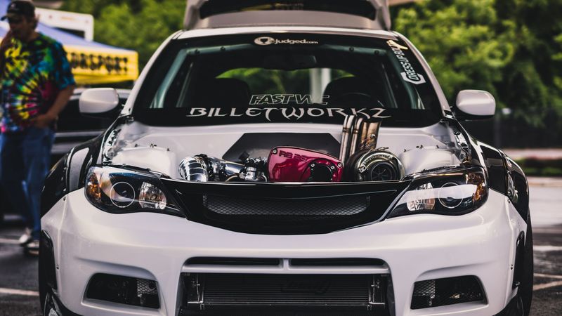 subaru impreza wrx sti, subaru, sports car, front view, 4k