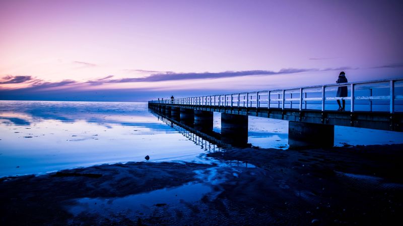 pier, ocean, sunset, malmo, sweden, 4k