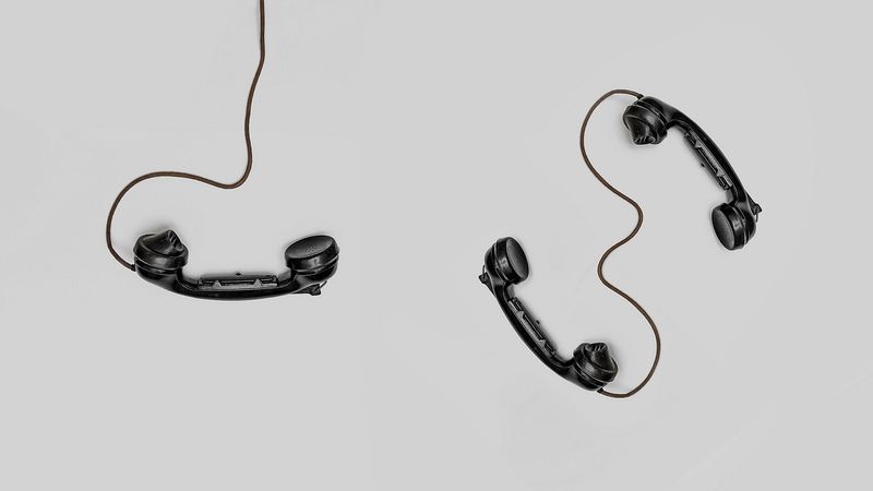 telephone, handset, vintage, classic, cable, wire, bw, 4k