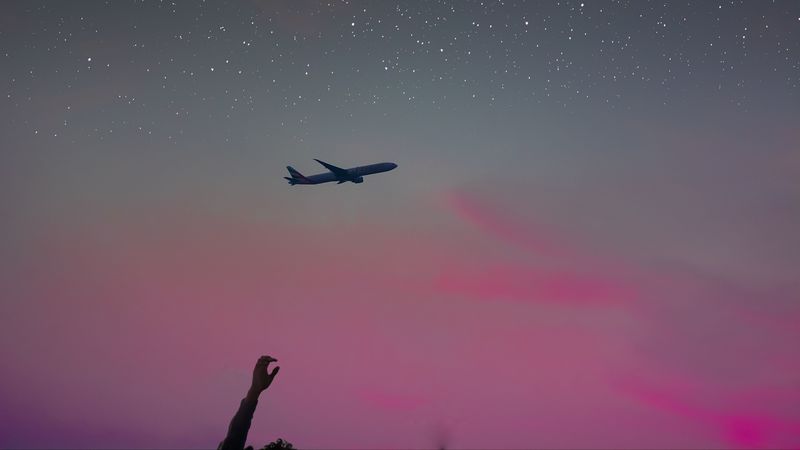 airplane, hand, sky, stars, flight, inspiration, 4k