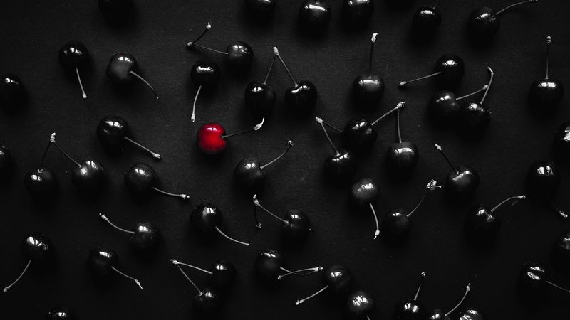 cherries, cherry, berry, black, red, contrast, 4k