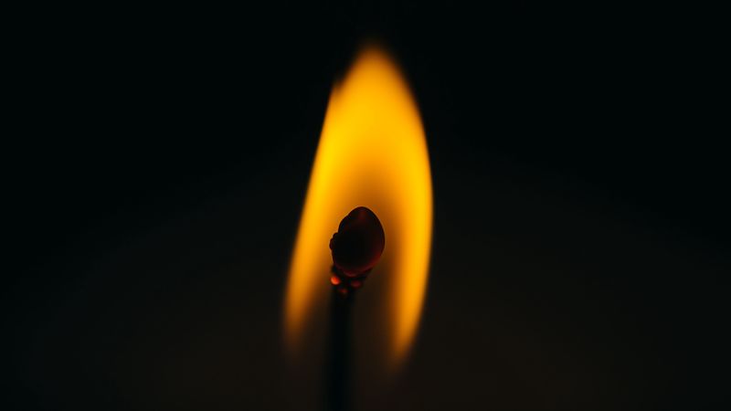 match, fire, flame, macro, dark, 4k