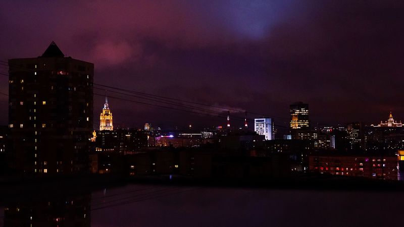 night city, night, building, moscow, russia, 4k