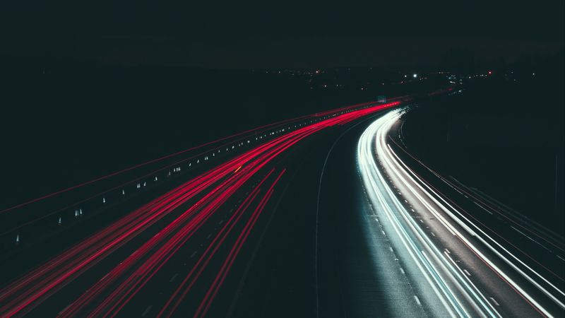 road, light, night, marking, turn, 4k