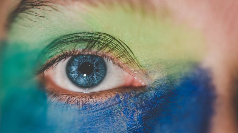 eye, paint, blue, eyelashes, 4k