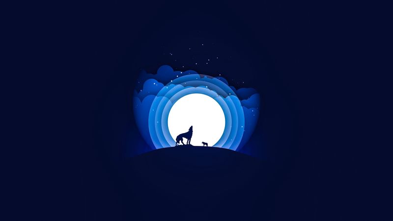 wolf, moon, howling, vector, 4k