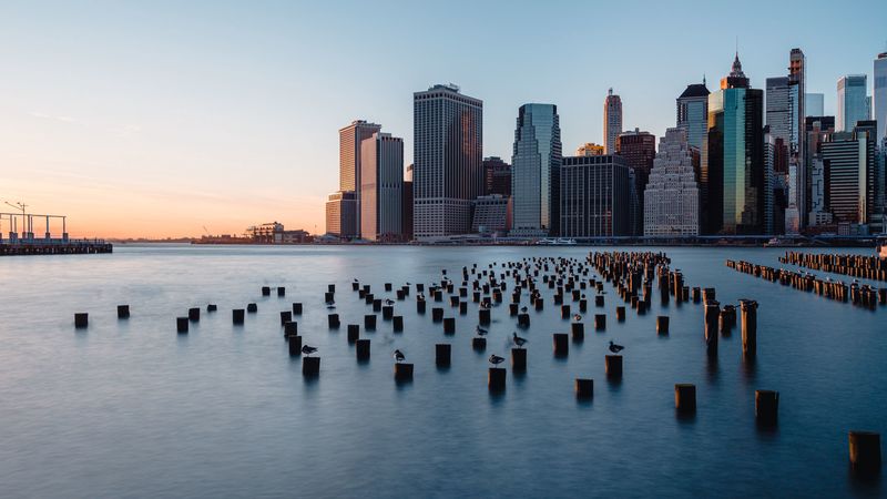 city, water, buildings, 4k