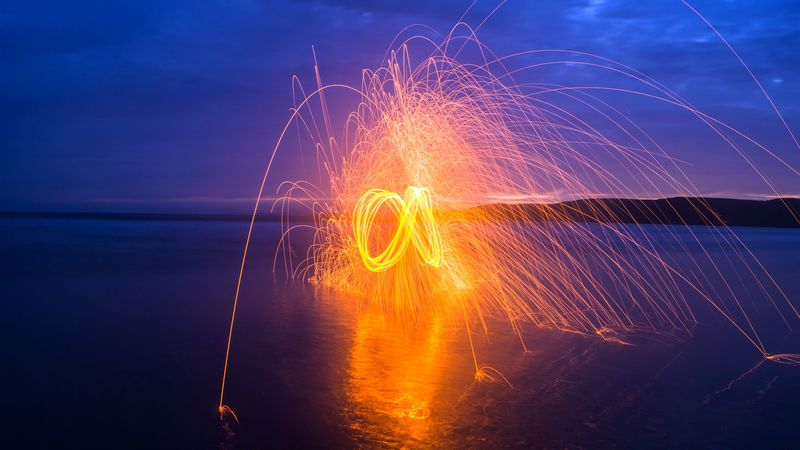 infinity, light art, light, lines, 4k