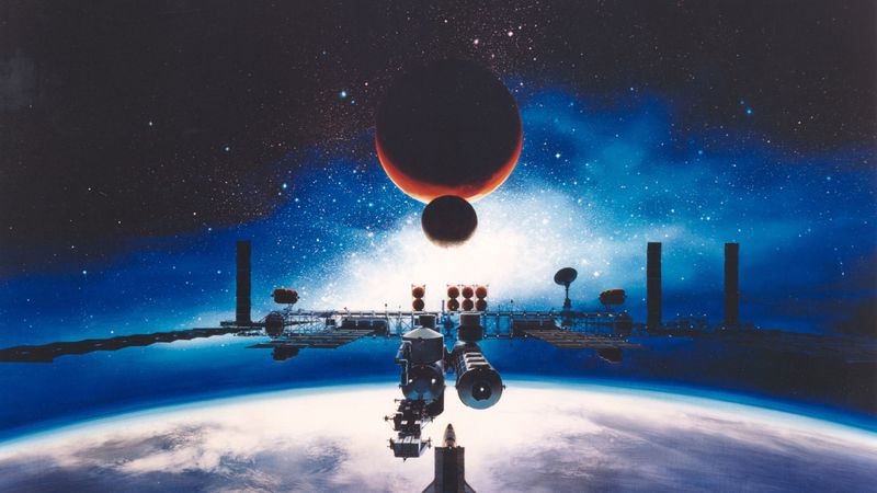 space station, moon, earth, mars, galaxy, universe, 4k