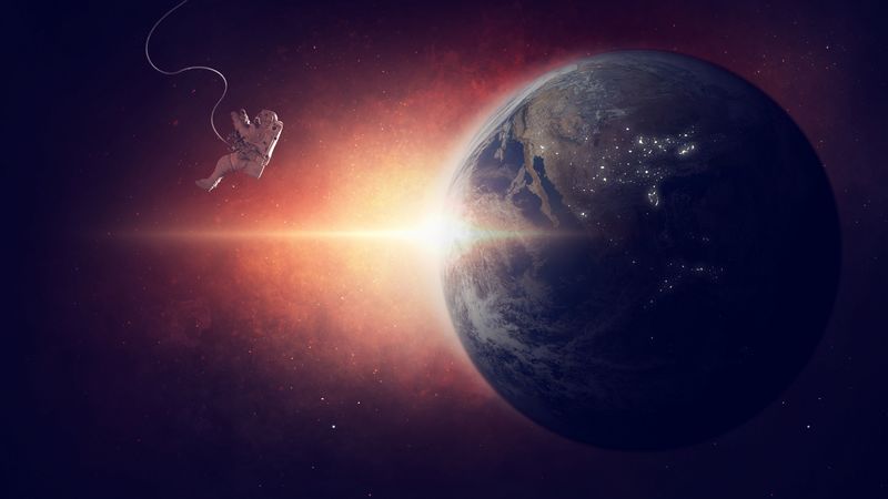 astronaut, planet, space suit, flight, photoshop, 4k