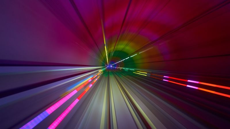tunnel, dive, multicolored, speed, 4k