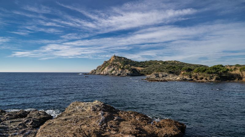 rock, cliff, sea, blocks, 4k