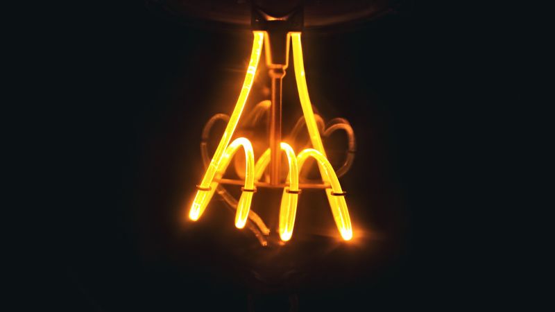 lamp, electricity, spiral, luminescence, 4k