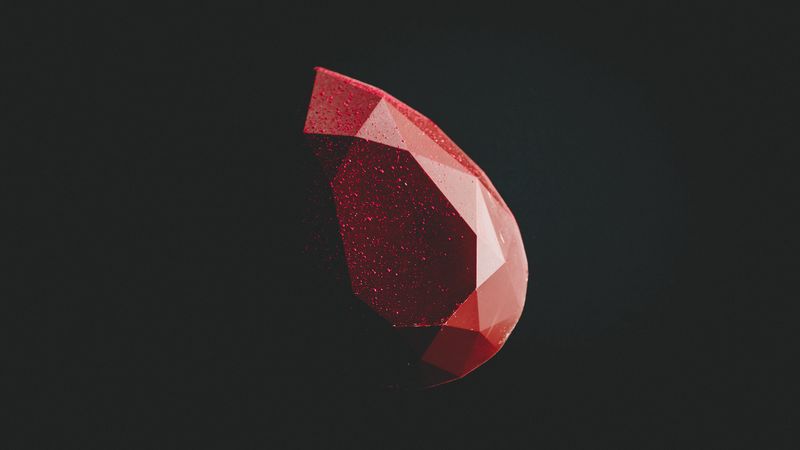shape, facet, red, black, 4k