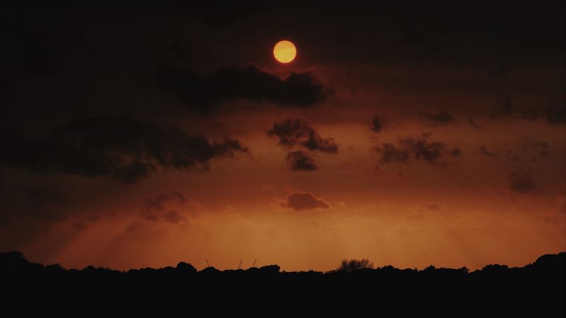 moon, night, sky, clouds, 4k