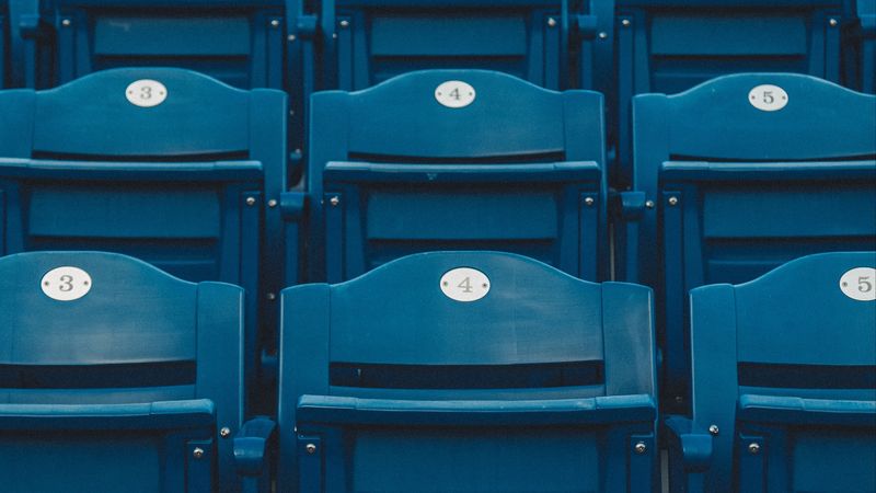 seats, rows, tribune, blue, 4k