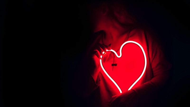 heart, neon, light, hands, 4k
