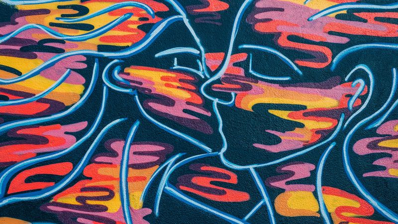 art, graffiti, kiss, 4k