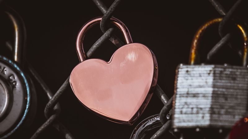 lock, heart, pink, 4k