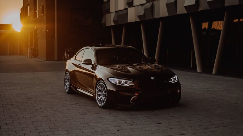 bmw, sports car, black, 4k