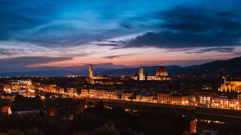 florence, italy, night city, top view, 4k