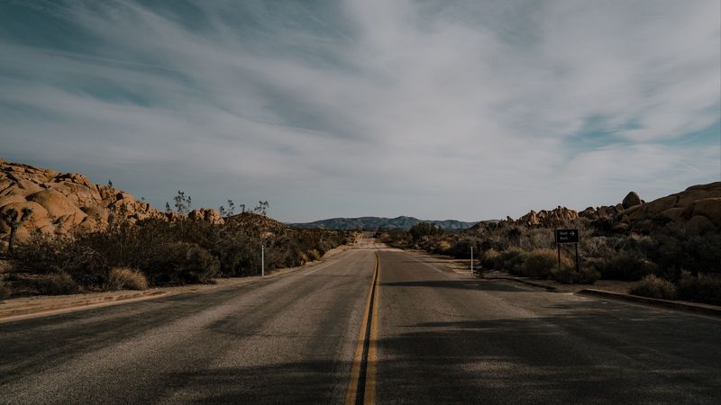road, marking, asphalt, sky, horizon, 4k