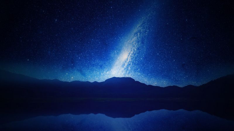 mountains, starry sky, milky way, night, 4k