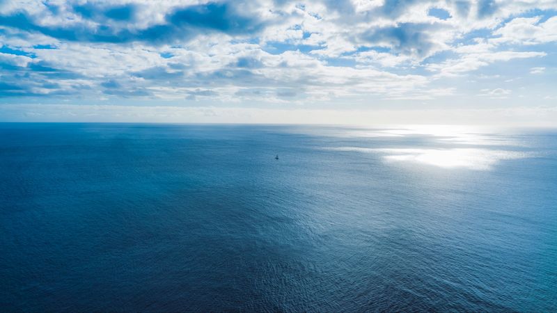 sea, sky, clouds, horizon, 4k