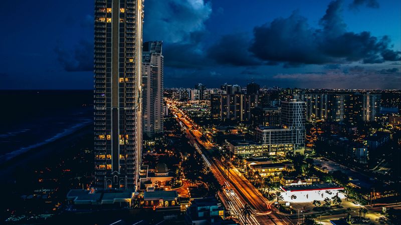 sunny isles beach, united states, skyscrapers, night, 4k