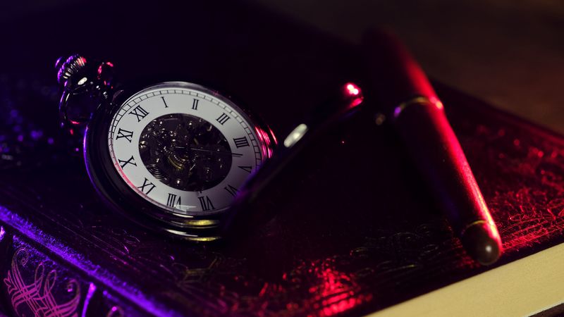 pocket watch, dial, light, 4k